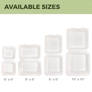 Lot de 50 contenants alimentaires blancs à clapet de 6 x 6 pouces, robustes et carrés, pour plats à emporter - Product Image 6