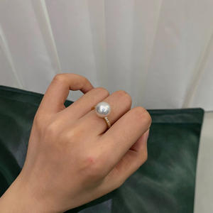 Bague en argent S925 de luxe léger, perle naturelle 10-11mm, style simple et polyvalent, romantique, haute qualité, avec coffret cadeau – Vente en gros fabricant - Product Image 1