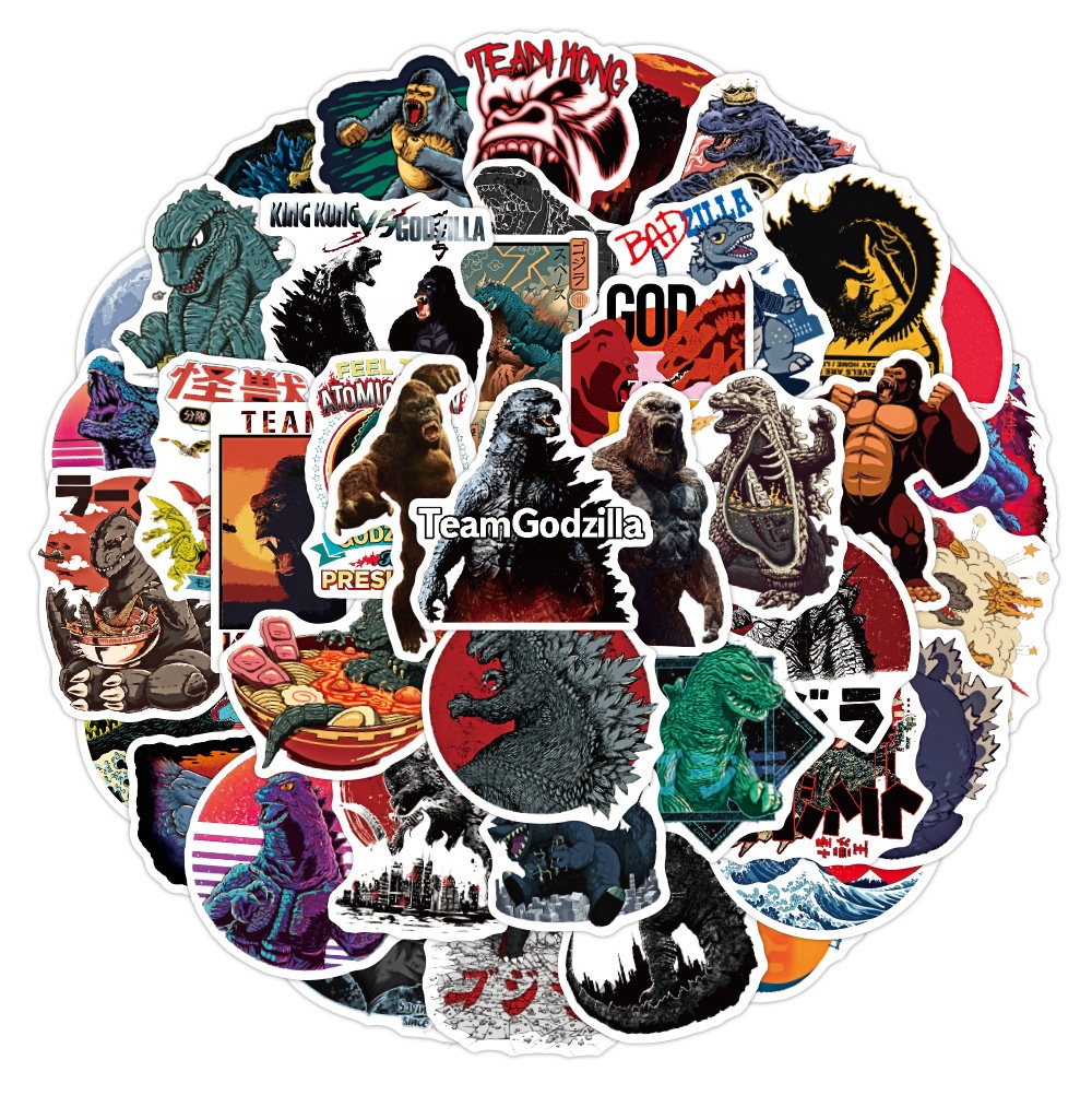 50 шт./упак. Америка фильм Годзилла против Kong стены стикеры сделай сам pvcdiary чемодан Шлем Футболка с декором в виде граффити наклейки