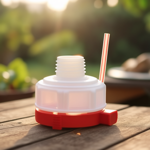 Bouchon de bouteille d'eau potable avec bec verseur et paille, en plastique rouge et blanc, accessoire pour boisson - Product Image 3