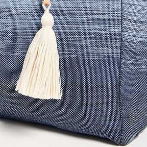 Custom Logo Embroidery Ombre Stripe Cotton Canvas Tote <b>Bag</b> Durable Portable Travel <b>Beach</b> Shoulder <b>Bag</b> <b>Women</b> Autumn Spring Summer - Product Image 4