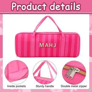 SNJY Bolsa <span class=keywords><strong>de</strong></span> almacenamiento para <span class=keywords><strong>mesa</strong></span> <span class=keywords><strong>de</strong></span> Mahjong con letras a rayas unisex, <span class=keywords><strong>de</strong></span> lona, ​​<span class=keywords><strong>de</strong></span> gran capacidad, plegable, multifuncional, portátil, para viaje - Product Image 3