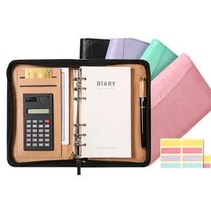 अनुकूलित लोगो बिजनेस मल्टीफंक्शनल नोटबुक नोटपैड ढीले पत्ती वाले हैंडबुक जिपर बैग थोक फ़ोल्डर-आकार के फ़ोल्डर को कवर करता है