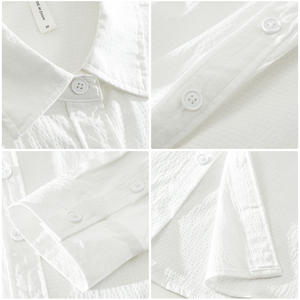 <span class=keywords><strong>Chemise</strong></span> décontractée pour <span class=keywords><strong>homme</strong></span>, logo personnalisé OEM, anti-rides, respirante, polyvalente, style minimaliste classique, entretien facile, haut à manches longues adapté - Product Image 4