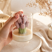 Bouquet de tulipes fait main LF, bougie parfumée à la cire de soja, élégante et romantique, dans un verre transparent, bougie aromatique, bougies parfumées OEM ODM