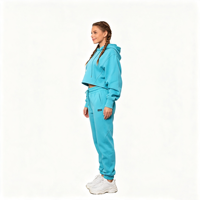 Ensemble de survêtement 2 pièces en coton pour femme avec logo personnalisé, sweat à capuche et pantalon de jogging de haute qualité pour la gym