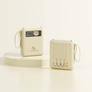 Nouvelle conception de batterie externe 5W 10000mAh 20000mAh avec 4 câbles intégrés, petite batterie externe portable de voyage avec écran - Product Image 6