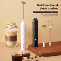 Mousseur à lait XL Fouet électrique à main rechargeable Mélangeur à café avec 2 fouets en acier inoxydable Mélangeur à mousse réglable à 3 vitesses