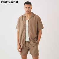 Ensemble chemise et short de plage pour homme, grande taille, imprimé, en tissu recyclé, écologique, de qualité supérieure, en viscose/coton, pour l'été