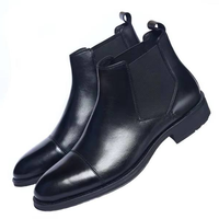 Bottes Chelsea en cuir pour hommes, noires, résistantes, pour l'hiver, vente en gros