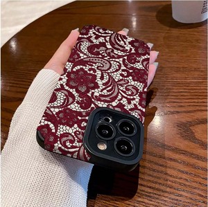 Vente - Étui de téléphone portable en cuir artificiel TPU avec motif de fleurs en dentelle rouge pour <span class=keywords><strong>iPhone</strong></span> X Xr 11 <span class=keywords><strong>12</strong></span> 13 14 15 16 17 18 Pro Max - Product Image 4