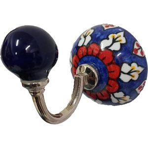 PARIJAT Handicraft Set 2 Ceramic Metal <b>Wall</b> <b>Hooks</b> <b>Wall</b> Mounted Single <b>Hook</b> Hanger for Hanging Clothes Hat Coat Door <b>Hook</b> Rack - Product Image 1