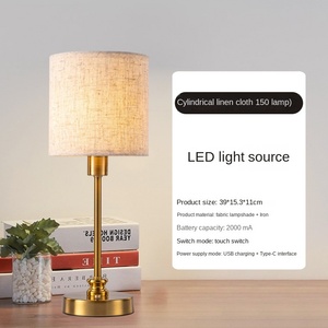 Luxury Cordless Rechargeable LED <strong>Table</strong> <strong>Lamp</strong> with Touch Dimming 3 Color Temperature CCT Metal Shade for Living Room Night Light