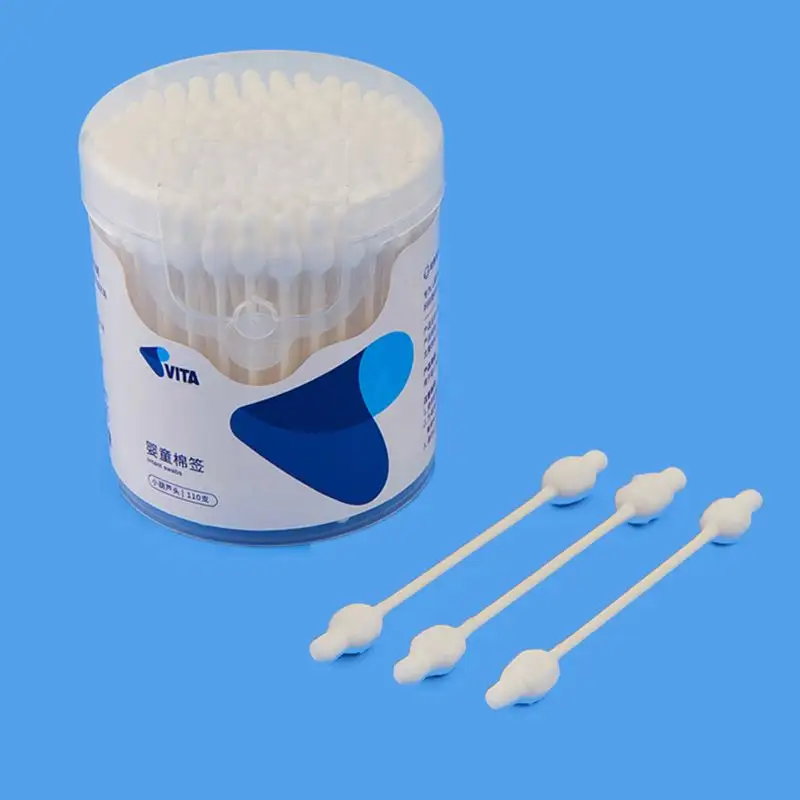 Cleaning baby safety q tips 56 counts children used white paper stick cotton buds for newborn baby in round box