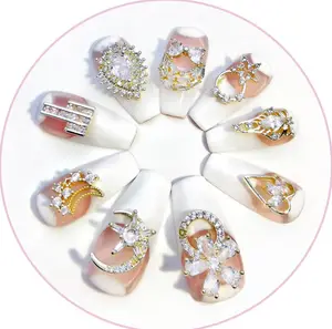 Luxe Zirkoon 3D Legering Sieraden Diamanten Nagels Kunstnagels Nail Art Voor Vinger