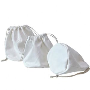 <b>Large</b> Capacity Fashionable Portable Dust <b>Drawstring</b> <b>Bag</b> Pure White Canvas DIY Simple Pocket for Storage Wholesale - Product Image 1