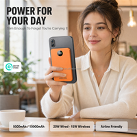 Batterie externe magnétique sans fil 5000mAh 10000mAh 22.5W GaN Type-C à charge rapide avec affichage LED en aluminium, logo personnalisé, commande en gros
