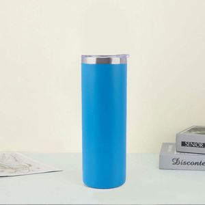 White Sublimation Skinny Tumbler 20oz Stainless Steel Straight Blank with Lid and <b>Metal</b> <b>Straw</b> - Product Image 3
