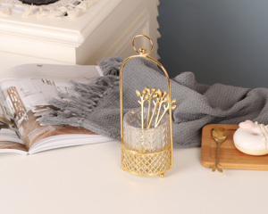 Set portabagagli d'oro di lusso con bel cucchiaio di buona qualità tazze da tè <span class=keywords><strong>in</strong></span> vetro e piattini - Product Image 4