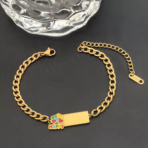 Custom Cute Children's <b>Gold</b> Plated Flower <b>Baby</b> <b>Bracelets</b> Fashion Stainless Steel <b>Bracelets</b> for Jewelry Wholesale - Product Image 3