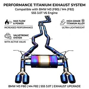 ระบบท่อไอเสียแบบ Catback วาล์วสุญญากาศ Vortex Blue Titanium สำหรับ BMW M3 F80 M4 F82 F83 S55 3.0T Twin Turbo ปี 2014-2018 ชุดแต่ง - Product Image 1
