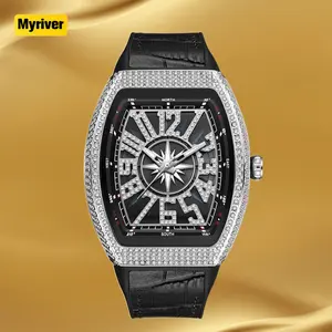 Myriver Wholesale Custom Gold Watch Diamond 14K Gold Diamond Bezel Watch Diamond Iced Out Moissanite Watch