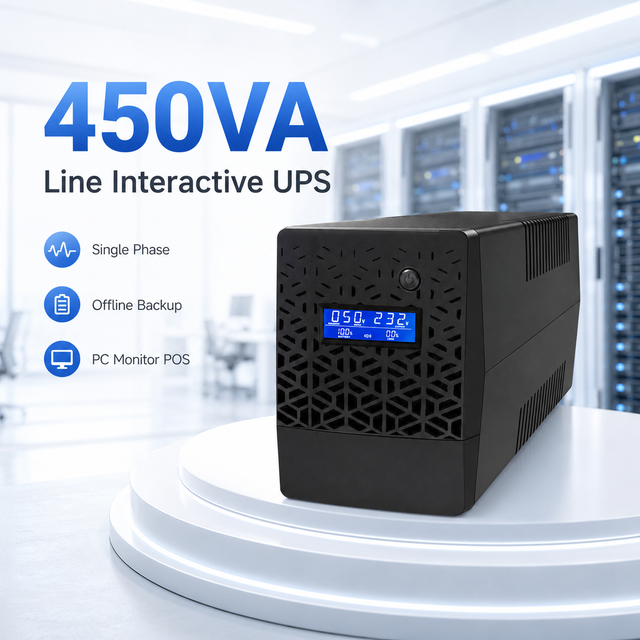 Powermerry 450VA Mini Single Phase Line Interactive UPS Offline Maintenance-free Battery Backup Power Supply for PC Monitor ADSL