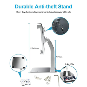 Aluminiumlegierung Sicherheits <span class=keywords><strong>Tablet</strong></span> Halterung Diebstahlsicher Metall Desktop Drehbare <span class=keywords><strong>Tablet</strong></span> Display Ständer mit Schloss - Product Image 3