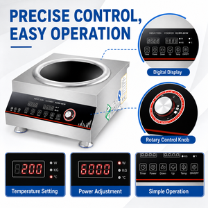 Cuisinière à induction concave commerciale 6000W 220V en acier inoxydable, plaque à induction de comptoir pour restaurant et cuisine - Product Image 4