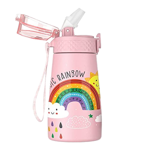 350ml Portable Double Wall Stainless Steel Insulated Students' Water <b>Bottle</b> With Straw Eco-friendly - Product Image 1