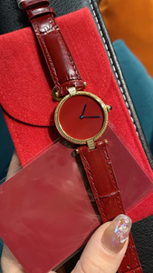 Montre mécanique automatique élégante et tendance, cadran laqué rouge, bracelet à motif crocodile rouge vin, fabrication ornée de diamants - Product Image 2