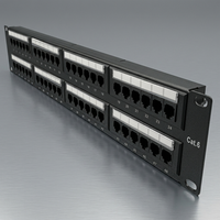 Panel Patch Baja 48 Port CAT6 UTP Terpasang, Rak 1U 19 Inci, Konektor RJ45 Model PPUC6/48 untuk Kabel Jaringan Telekomunikasi Kantor