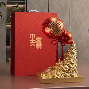 Ornement de gourde rouge doré, porte-bonheur et symbole de richesse, pour salon, bureau, meuble TV, cadeau de déménagement - Product Image 2