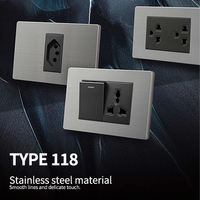 Interruptores de pared estándar americano FIKO 118 tipo gris + oro Panel de acero inoxidable 15A/20A/45A interruptores eléctricos de luz para el hogar