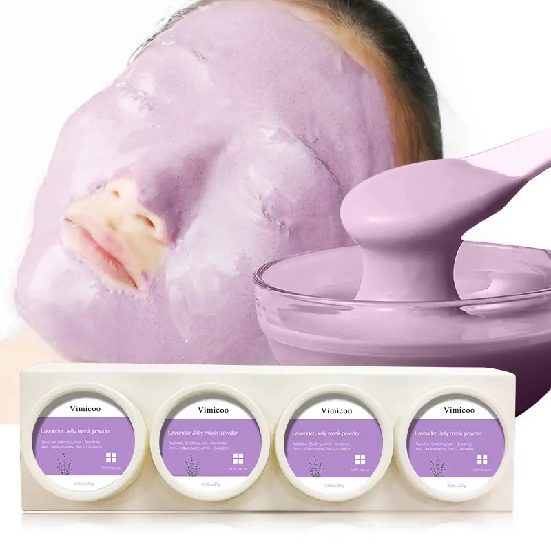 Venta caliente OEM Natural calmante sedante antiinflamatorio antibacteriano antioxidante mascarilla facial lavanda jalea máscara en polvo conjunto
