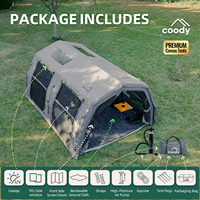 Tente pneumatique Coody 17.2 Familia Pro - Tente pneumatique grise à ouverture rapide, grand espace, tente de camping pliable gonflable