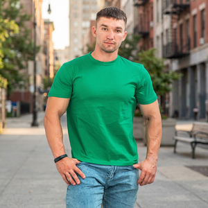 Camiseta de Algodón Verde para Hombre, Manga Corta, Cuello Redondo, Corte Regular, con Estampado, Tejido Casual de Punto - Product Image 1