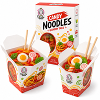 Vente en gros OEM de bonbons gélifiés en forme de nouilles, de bandes gélifiées Ramen Sour Belt et de nouilles en gobelet aux saveurs de fruits, avec emballage personnalisé