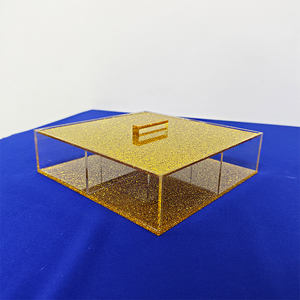 صينية طعام أكريليك ذهبية لامعة مخصصة بـ 6 أقسام مع غطاء، طبق حلوى فضي من اللوسيت للأدوات اليهودية - Product Image 5