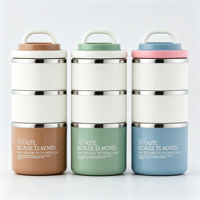 Boîte à lunch empilable en acier inoxydable à 3 étages, 1460 ml, récipient alimentaire étanche pour l'école, le travail, les voyages