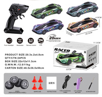 Voiture de drift RC 4x4 1:22, vitesse élevée 20 km/h, télécommande 2.4G, avec phares LED et pneus de drift remplaçables