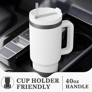 Gobelet de sublimation vierge de 40 oz, stock entrepôt USA, prêt à être expédié, <span class=keywords><strong>tasse</strong></span> de voyage personnalisable avec poignée et paille - Product Image 5
