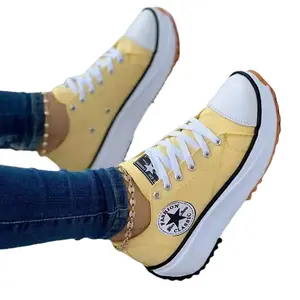 2022 New Casual Tennis Walking Shoes Canvas Everyday Ladies Comfortable Platform Shoes