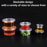 Contenants en plastique pour mini-gelées de Xiamen, gobelets en plastique pour pudding, distributeur de sauce, gobelets à portions de 1/1,5/2/3,25/4/5,5 onces avec couvercles, OEM