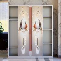 Armoire Almirah moderne à 2 tiroirs en fer et acier avec porte en verre, armoire à miroir coulissante pour le rangement des vêtements, armoire de chambre à coucher