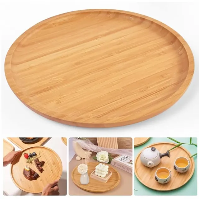 Plato de madera de bambú para servir, bandeja para aperitivos de frutas, plato, cocina, comedor, vajilla