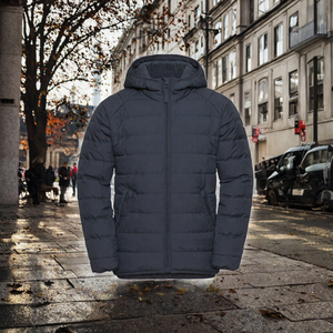 <b>Men's</b> Hooded Puffer <b>Jacket</b> Solid Color Down Alternative Coat <b>Waterproof</b> Breathable Zip Up Winter Outerwear - Product Image 2