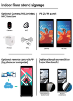 Layar Digital Signage LCD 55 Inci HD dengan Stand, Kios Iklan dengan WiFi/USB/CMS untuk Panel Iklan Layar Sentuh