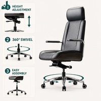 Chaise de bureau exécutive moderne en cuir PU à dossier haut avec siège pivotant économique et coussin moelleux pour usage commercial