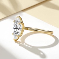Bague de fiançailles de luxe en argent sterling 925 avec moissanite taille marquise 2 carats pour femme